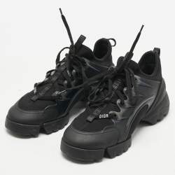 Pre Owned Dior Black Neoprene and PVC D-Connect Low Top Sneakers Size 36