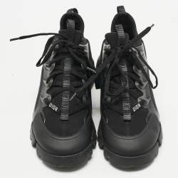 Pre Owned Dior Black Neoprene and PVC D-Connect Low Top Sneakers Size 36