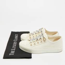 Pre Owned Dior White Canvas Walk'n'Dior Low Top Sneakers Size 35