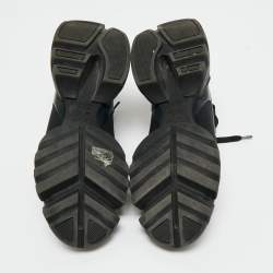 Pre Owned Dior Black Fabric and PVC D-Connect Low Top Sneakers Size 35