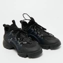 Pre Owned Dior Black Fabric and PVC D-Connect Low Top Sneakers Size 35