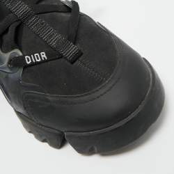Pre Owned Dior Black Fabric and PVC D-Connect Low Top Sneakers Size 35