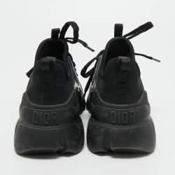 Pre Owned Dior Black Fabric and PVC D-Connect Low Top Sneakers Size 35