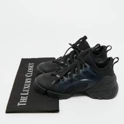 Pre Owned Dior Black Fabric and PVC D-Connect Low Top Sneakers Size 35