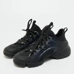 Pre Owned Dior Black Fabric and PVC D-Connect Low Top Sneakers Size 35