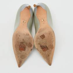 Pre Owned Dior Light Grey Patent Leather Cherie Pointed Toe Pumps Size 38