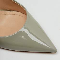 Pre Owned Dior Light Grey Patent Leather Cherie Pointed Toe Pumps Size 38