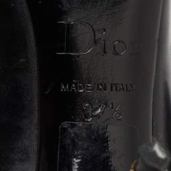 مملوكة مسبقًا Dior Black Patent Leather Cannage Heel Peep Toe Pumps Size 37.5