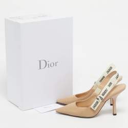 Pre Owned Dior Beige Canvas J'Adior Slingback Pumps Size 37.5