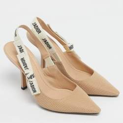 Pre Owned Dior Beige Canvas J'Adior Slingback Pumps Size 37.5
