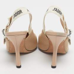 Pre Owned Dior Beige Canvas J'Adior Slingback Pumps Size 37.5
