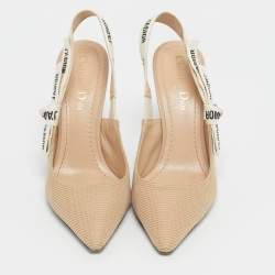 Pre Owned Dior Beige Canvas J'Adior Slingback Pumps Size 37.5