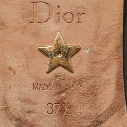 Pre Owned Dior Black Canvas J'adior Pointed Toe Ankle Wrap Flats Size 37.5