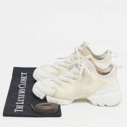 Pre Owned Dior White PVC and Fabric D-Connect Sneakers Size 35