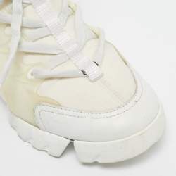 Pre Owned Dior White PVC and Fabric D-Connect Sneakers Size 35