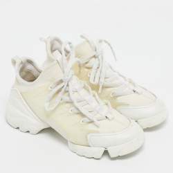 Pre Owned Dior White PVC and Fabric D-Connect Sneakers Size 35