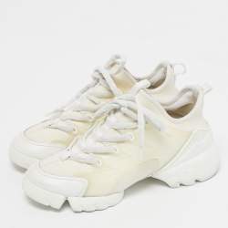 Pre Owned Dior White PVC and Fabric D-Connect Sneakers Size 35