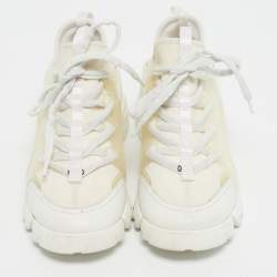 Pre Owned Dior White PVC and Fabric D-Connect Sneakers Size 35