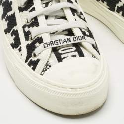 Pre Owned Dior Cream/Back Canvas Walk'n'Dior Lace Up Sneakers Size 35