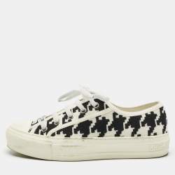 Pre Owned Dior Cream/Back Canvas Walk'n'Dior Lace Up Sneakers Size 35