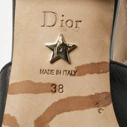 Pre Owned Dior Black Leather J'adior Slingback Flat Sandals Size 38