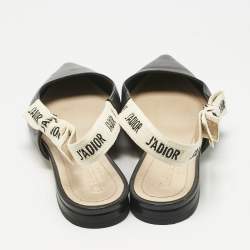 Pre Owned Dior Black Leather J'adior Slingback Flat Sandals Size 38