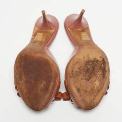 Pre Owned Dior Beige Patent Leather Bow Peep Toe Slide Sandals Size 37