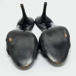 Pre Owned Dior Black Leather and knit Fabric Open Toe Slide Sandals Size 41