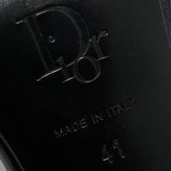 Pre Owned Dior Black Leather and knit Fabric Open Toe Slide Sandals Size 41