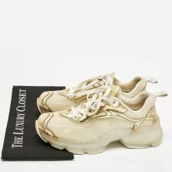 Pre Owned Dior Gold/White Rubber, Mesh and Leather Vibe Low Top Sneakers Size 39