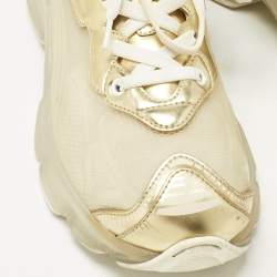 Pre Owned Dior Gold/White Rubber, Mesh and Leather Vibe Low Top Sneakers Size 39