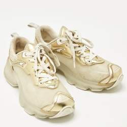 Pre Owned Dior Gold/White Rubber, Mesh and Leather Vibe Low Top Sneakers Size 39
