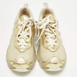 Pre Owned Dior Gold/White Rubber, Mesh and Leather Vibe Low Top Sneakers Size 39
