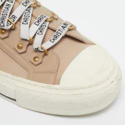 Pre Owned Dior Beige Knit Fabric and Leather Walk'N'Dior High Top Sneakers Size 39