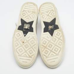 Pre Owned Dior Beige Knit Fabric and Leather Walk'N'Dior High Top Sneakers Size 39