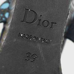 Pre Owned Dior Two Tone Cannage Leather Platform Wedge Sandals Size 39