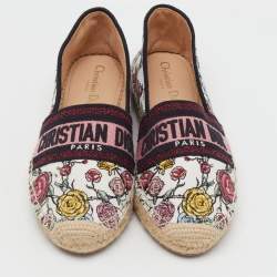 Pre Owned Dior Multicolor Floral Print Canvas Jardin d'Hiver Granville Espadrille Flats Size 38