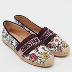 Pre Owned Dior Multicolor Floral Print Canvas Jardin d'Hiver Granville Espadrille Flats Size 38