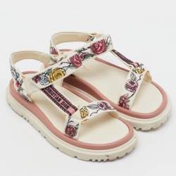 Pre Owned Dior Multicolor Floral Print Canvas Embroidered Florilegio D-Wave Sandals Size 36