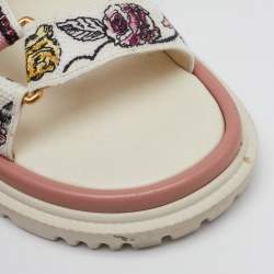 Pre Owned Dior Multicolor Floral Print Canvas Embroidered Florilegio D-Wave Sandals Size 36