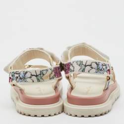 Pre Owned Dior Multicolor Floral Print Canvas Embroidered Florilegio D-Wave Sandals Size 36
