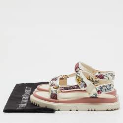 Pre Owned Dior Multicolor Floral Print Canvas Embroidered Florilegio D-Wave Sandals Size 36