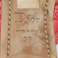 Pre Owned Dior Pink Leather and Patent Leather Bow Thong Flat Slide Size 39