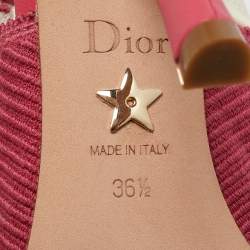 Pre Owned Dior Pink Canvas J'Adior Pointed Toe Slingback Pumps Size 36.5