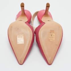 Pre Owned Dior Pink Canvas J'Adior Pointed Toe Slingback Pumps Size 36.5