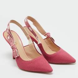 Pre Owned Dior Pink Canvas J'Adior Pointed Toe Slingback Pumps Size 36.5