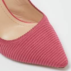 Pre Owned Dior Pink Canvas J'Adior Pointed Toe Slingback Pumps Size 36.5