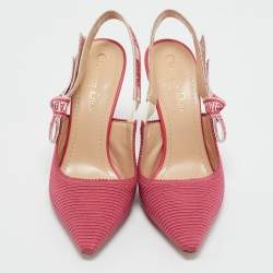 Pre Owned Dior Pink Canvas J'Adior Pointed Toe Slingback Pumps Size 36.5