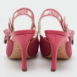 Pre Owned Dior Pink Canvas J'Adior Pointed Toe Slingback Pumps Size 36.5