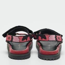 Pre Owned Dior Multicolor Brocade Fabric and Velvet D-wave Ankle Strap Sandals Size 36